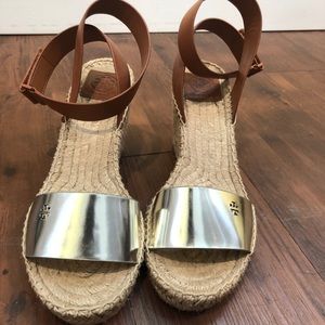 Tory Burch leather espadrille wedges